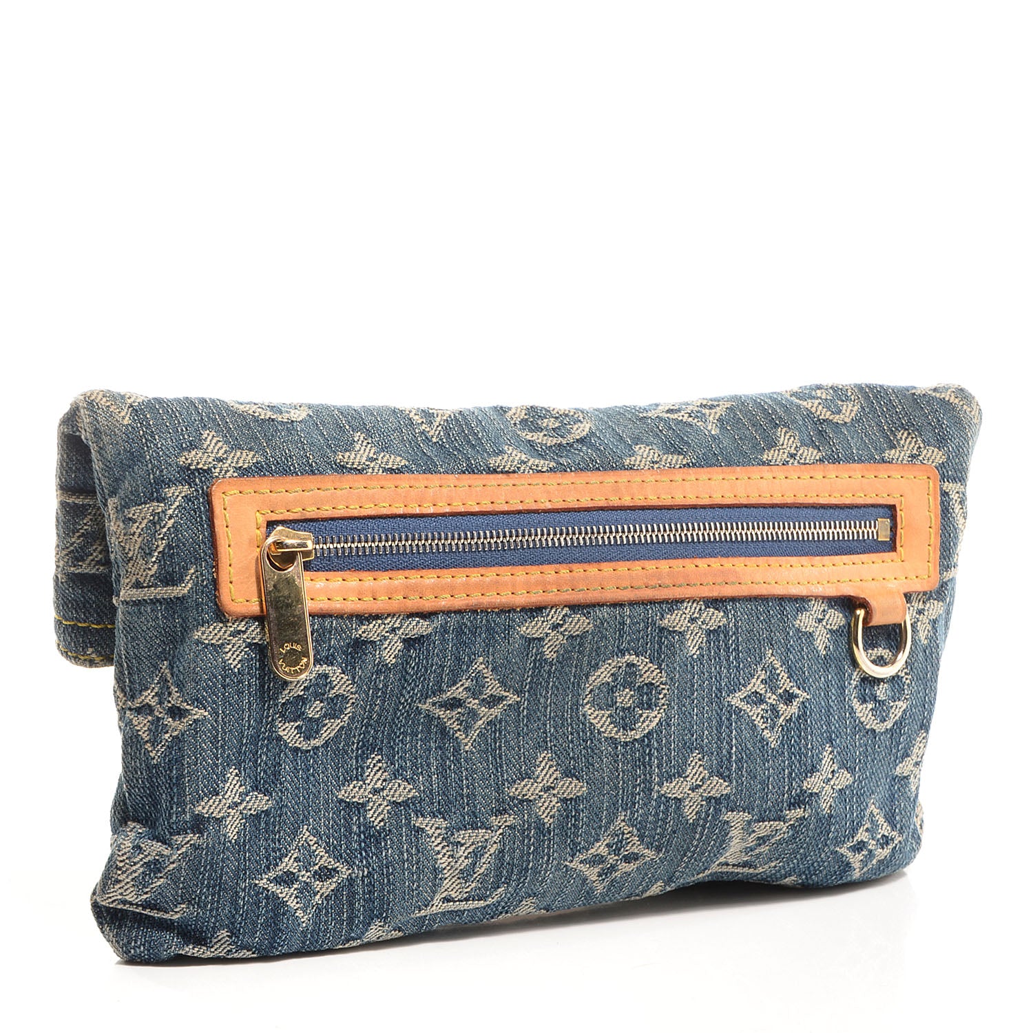 Louis Vuitton Monogram Denim Pochette Plat Clutch Blue 3 of 7