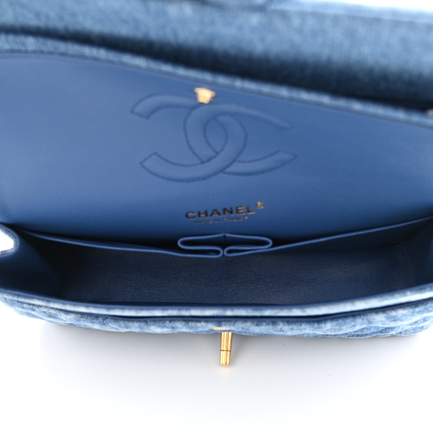 Chanel Denim Quilted Medium Double Flap Blue 5 of 9
