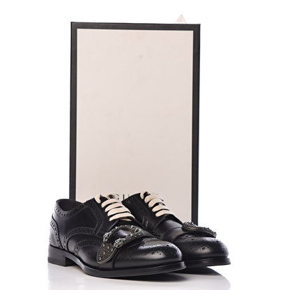Gucci Calfskin Bee Embroidered Mens Queercore Brogue Derby Shoes 7 Black 10 of 10
