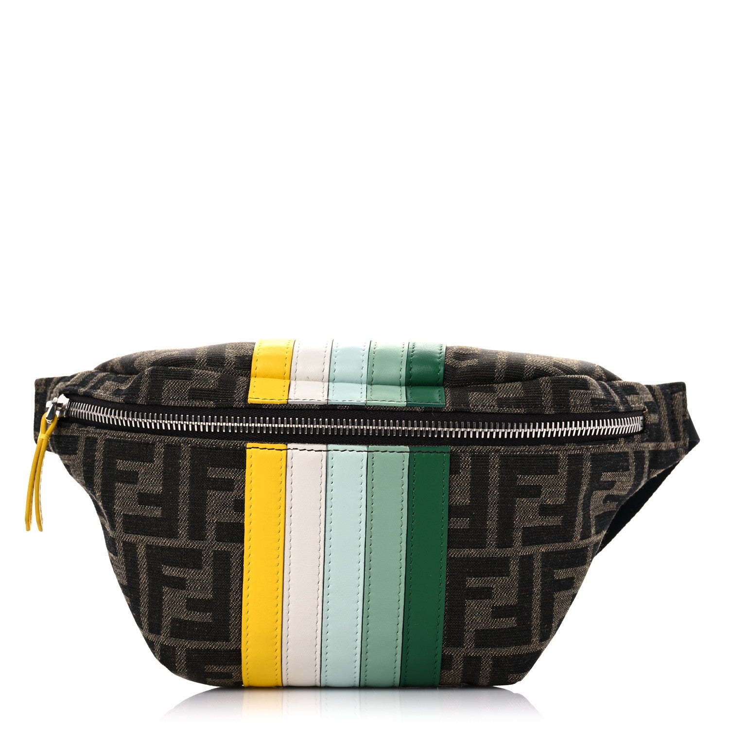 Fendi Fabric Jacquard Vitello Century Matt Semiluc FF Kids Belt Bag Tobacco Multicolor 1 of 9