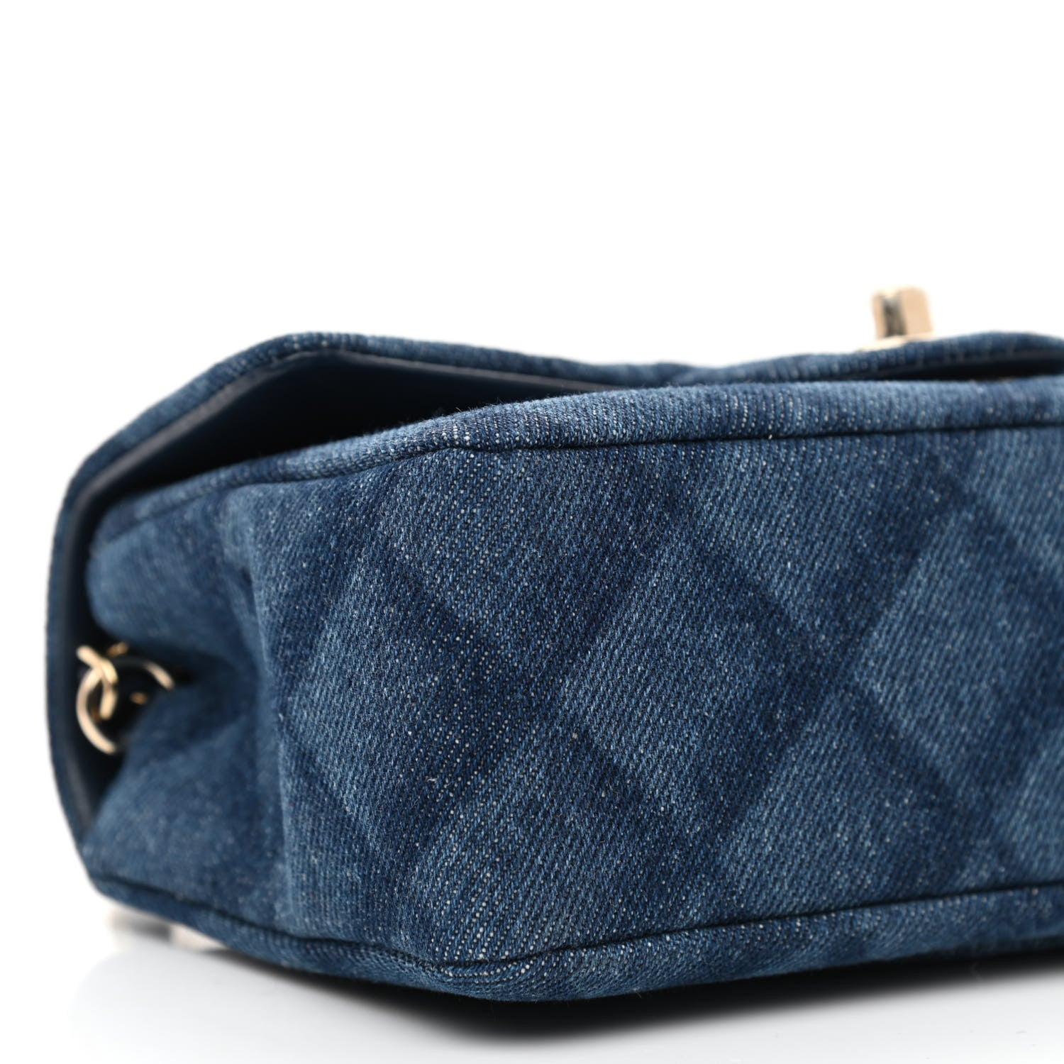 Chanel Printed Denim Quilted Mini Rectangular Flap Dark Blue 9 of 10