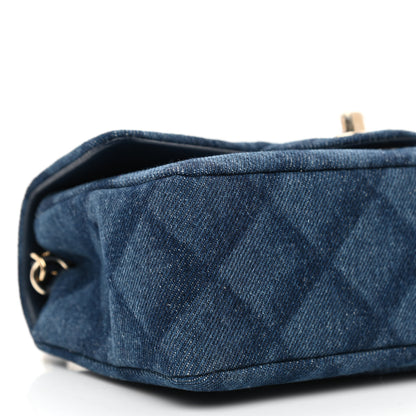 Chanel Printed Denim Quilted Mini Rectangular Flap Dark Blue 9 of 10
