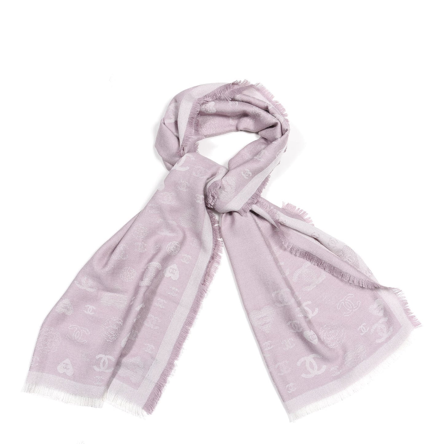 Cashmere Silk CC Fringe Scarf Pink