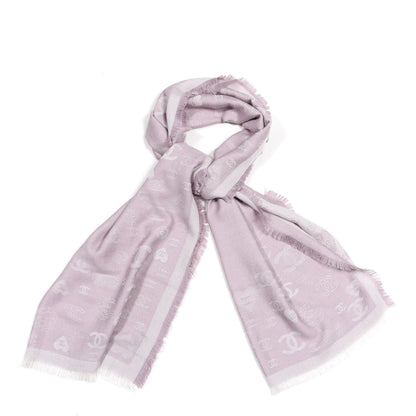 Chanel Cashmere Silk CC Fringe Scarf Pink 1 of 3