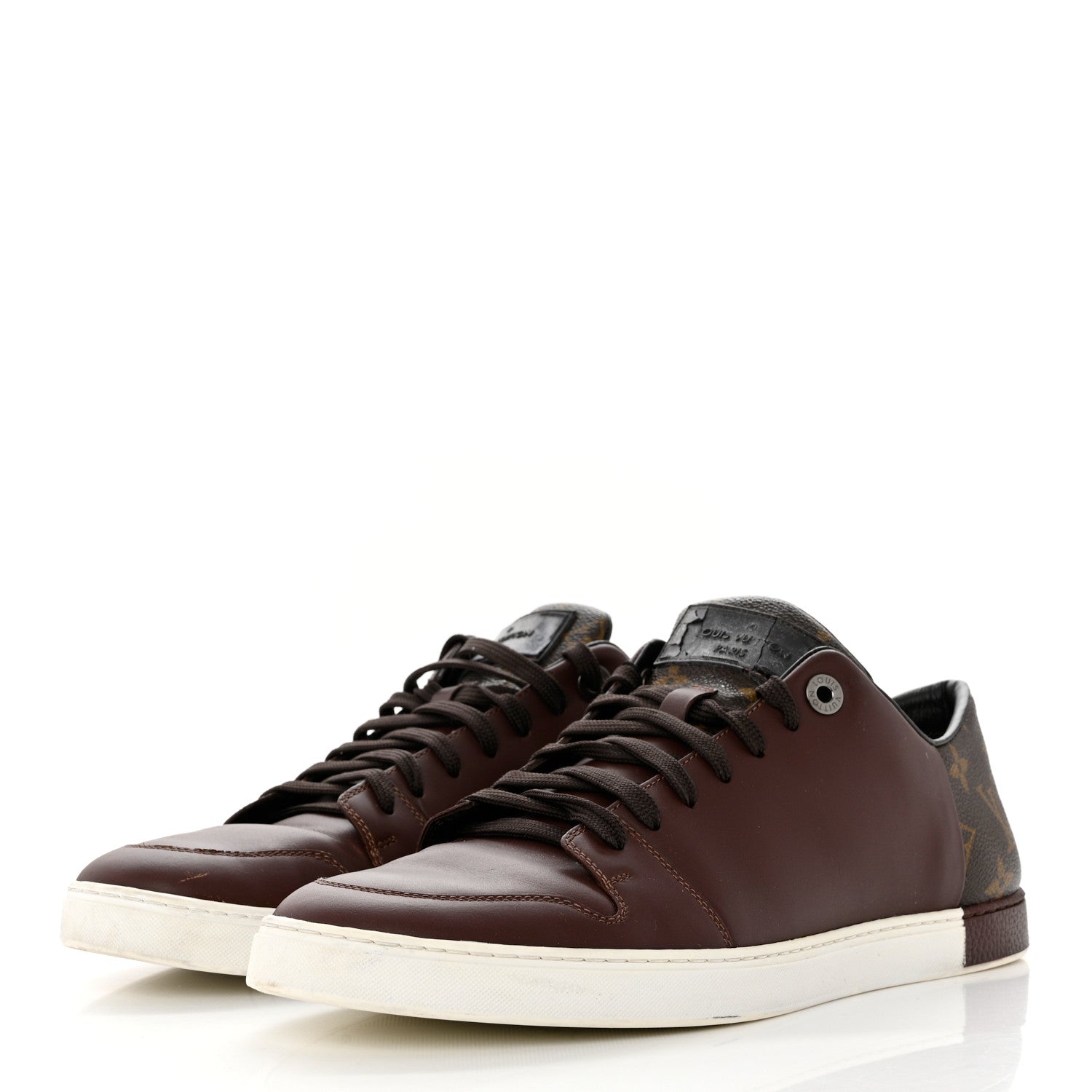 Louis Vuitton Calfskin Monogram Mens Frontrow Sneakers 8 Brown 3 of 10