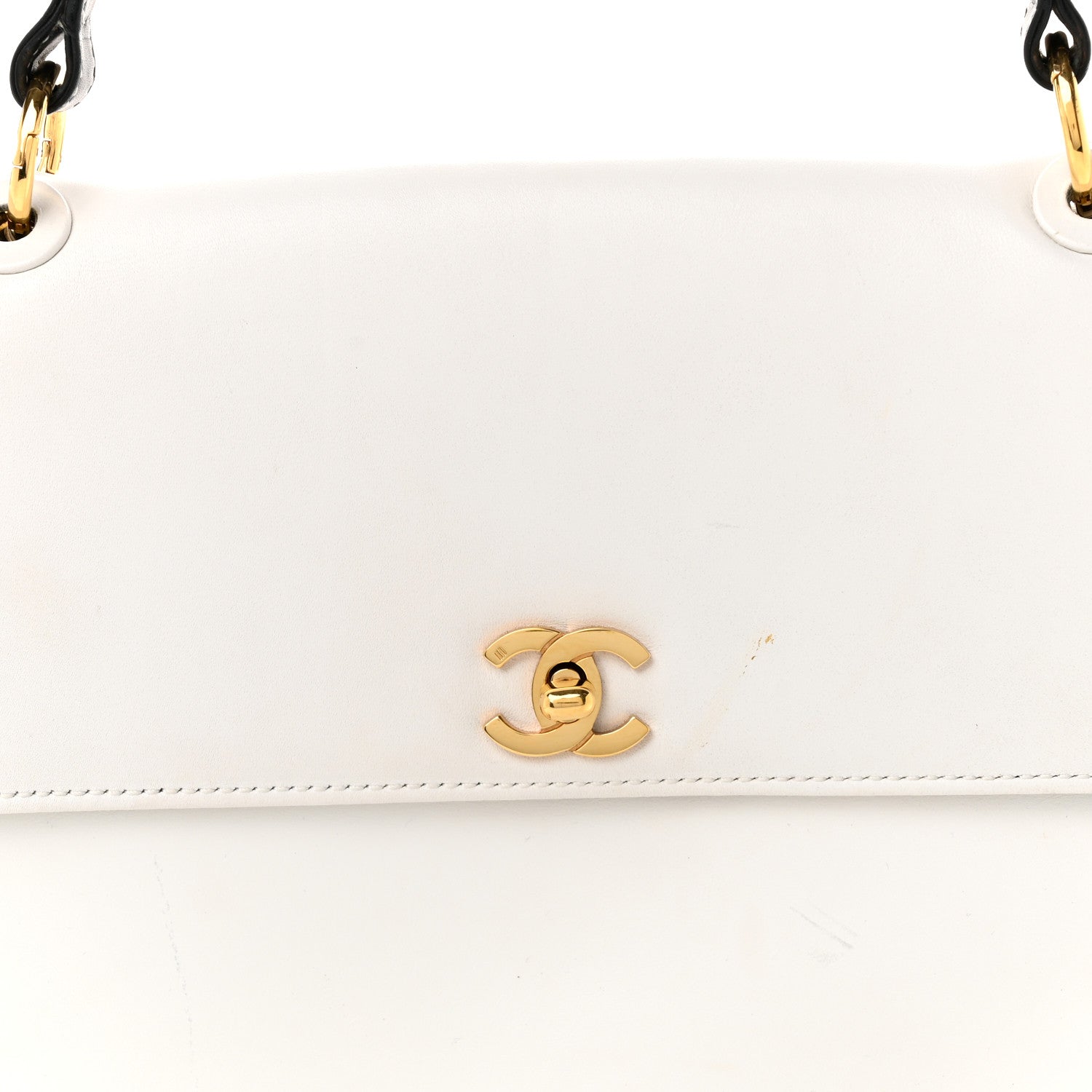 Chanel Calfskin Flap Shoulder Bag White Black 8 of 12