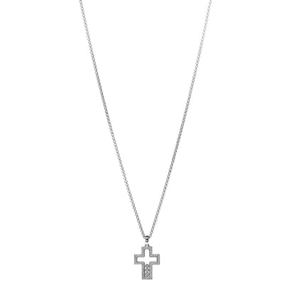 Chopard 18K White Gold Diamond Happy Diamonds Cross Pendant Necklace 1 of 7