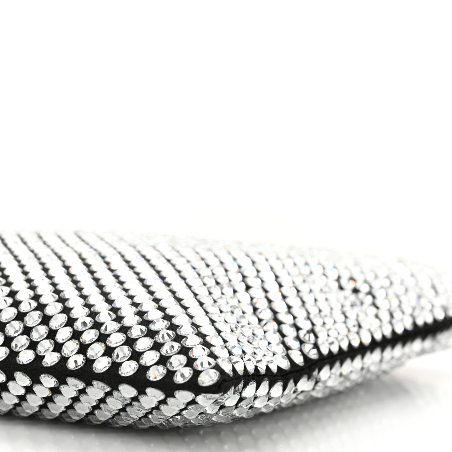 Satin Crystal Metal Triangle Logo Chain Crossbody Handbag Cristal