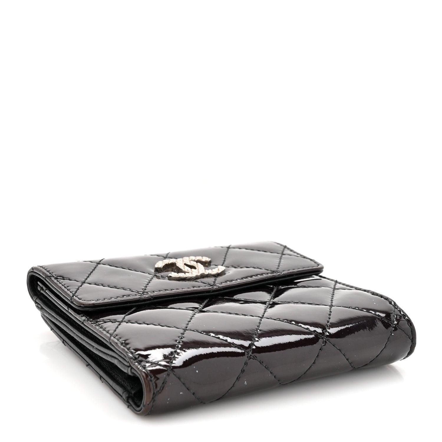 Chanel Patent Quilted Brilliant Compact Wallet Black 4 of 11