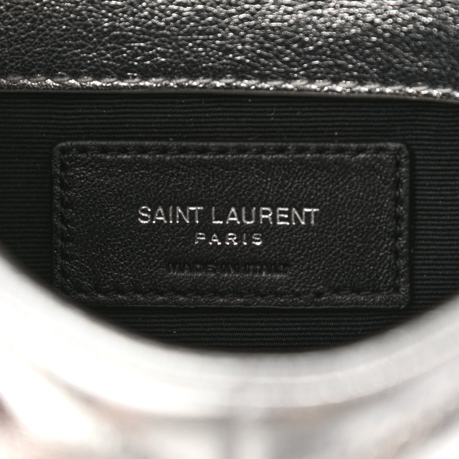 Saint Laurent Metallic Lambskin Monogram Loulou Puffer Pouch Clutch Silver 6 of 8