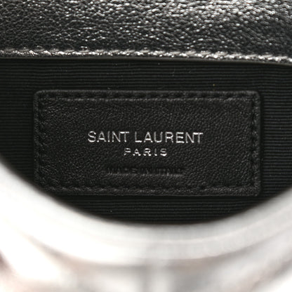 Saint Laurent Metallic Lambskin Monogram Loulou Puffer Pouch Clutch Silver 6 of 8