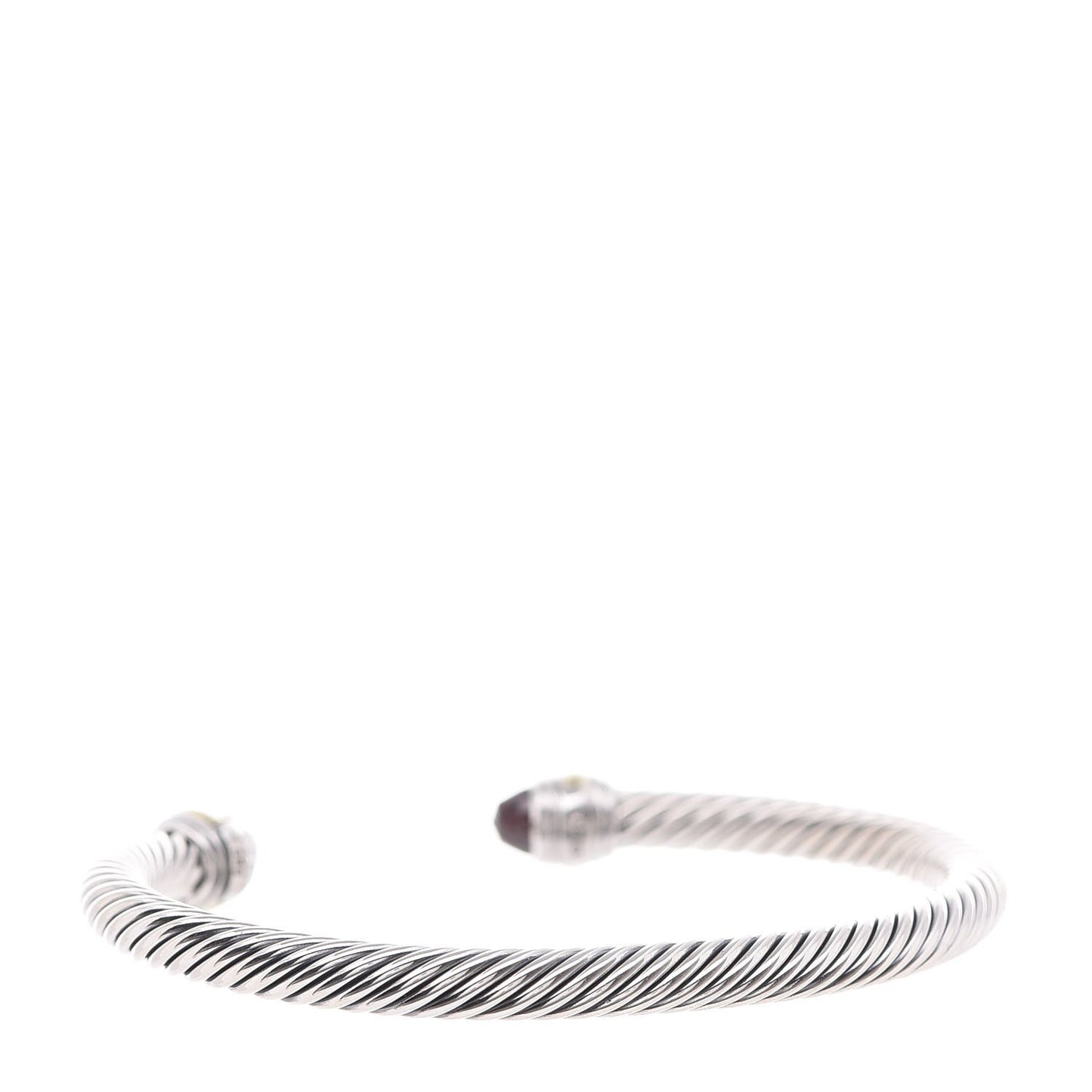 Sterling Silver 14K Yellow Gold Garnet 5mm Cable Classics Bracelet