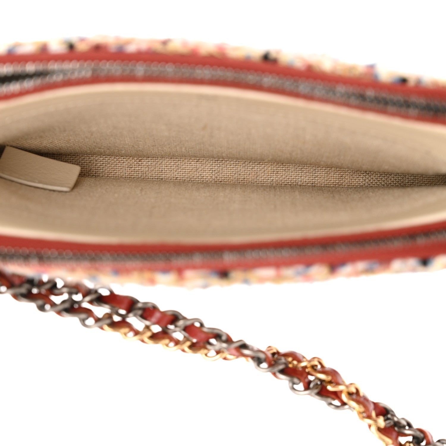 Chanel Tweed Calfskin Small Gabrielle Clutch With Chain Red 6 of 14