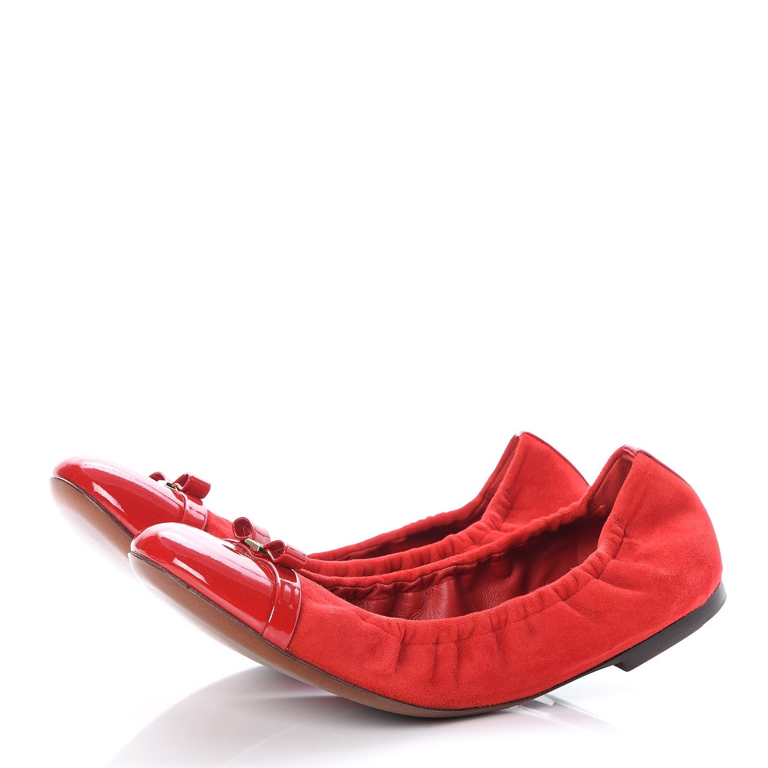 Louis Vuitton Patent Suede Elba Ballerina Flats 38.5 Rouge 3 of 7