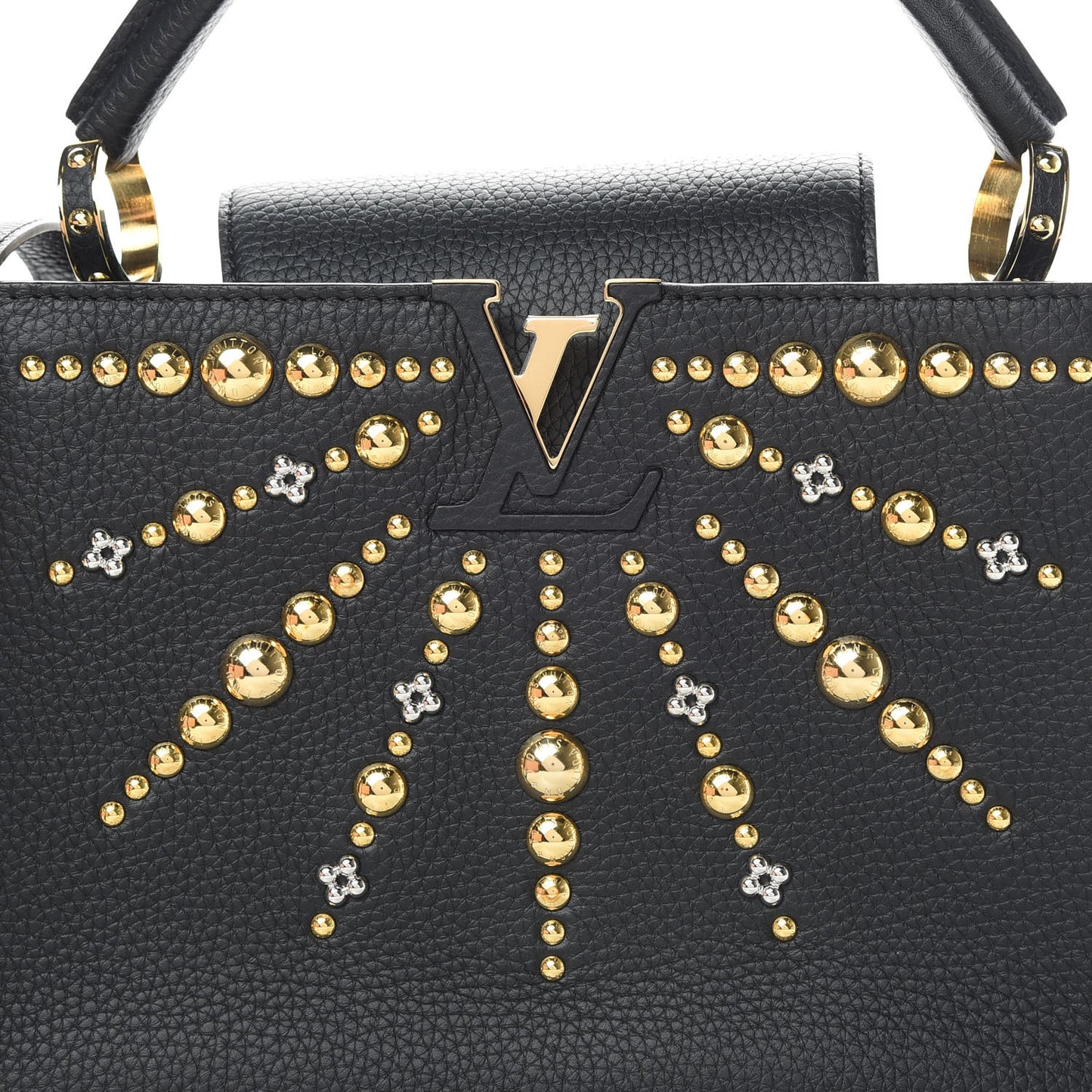 Taurillon Studded Sol Capucines PM Black