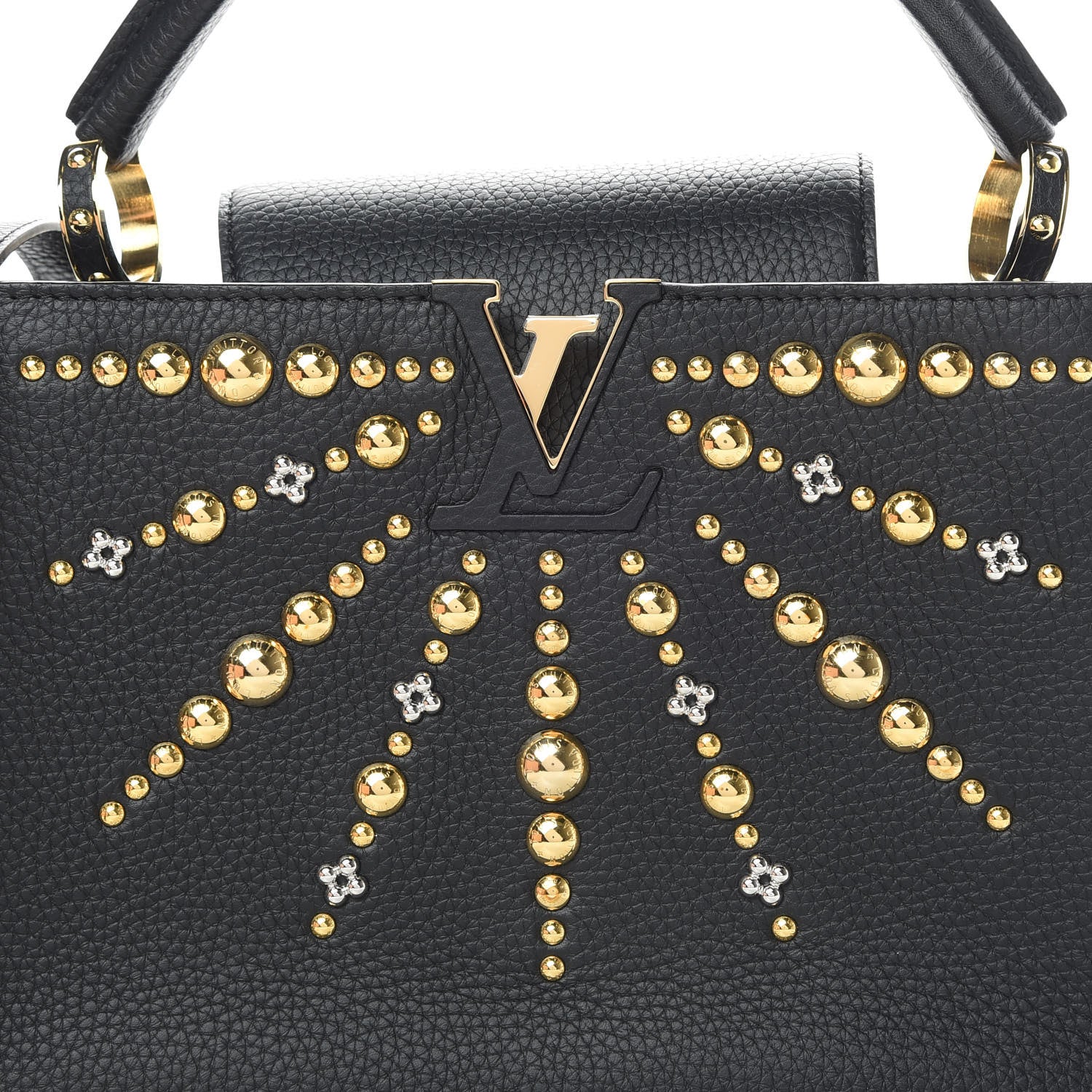 Louis Vuitton Taurillon Studded Sol Capucines PM Black 8 of 11