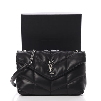 Saint Laurent Lambskin Quilted Toy Loulou Puffer Monogram Chain Satchel Black 11 of 11