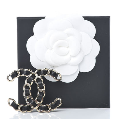 Chanel Lambskin Chain CC Brooch Black Gold 5 of 5