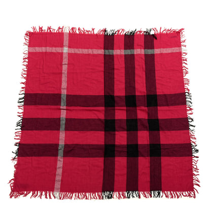 Burberry Merino Wool Check Square Scarf Fucshia 1 of 3