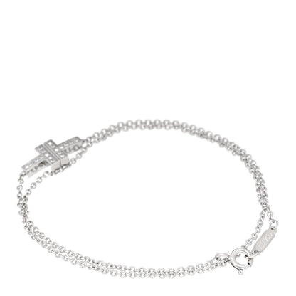 Tiffany 18K White Gold Diamond T Double Chain Bracelet 2 of 5