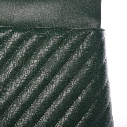 Chanel Caviar Chevron Quilted Medium Coco Handle Flap Green 11 of 11
