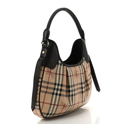 Burberry Haymarket Check Small Brooklyn Hobo Brown 3 of 11