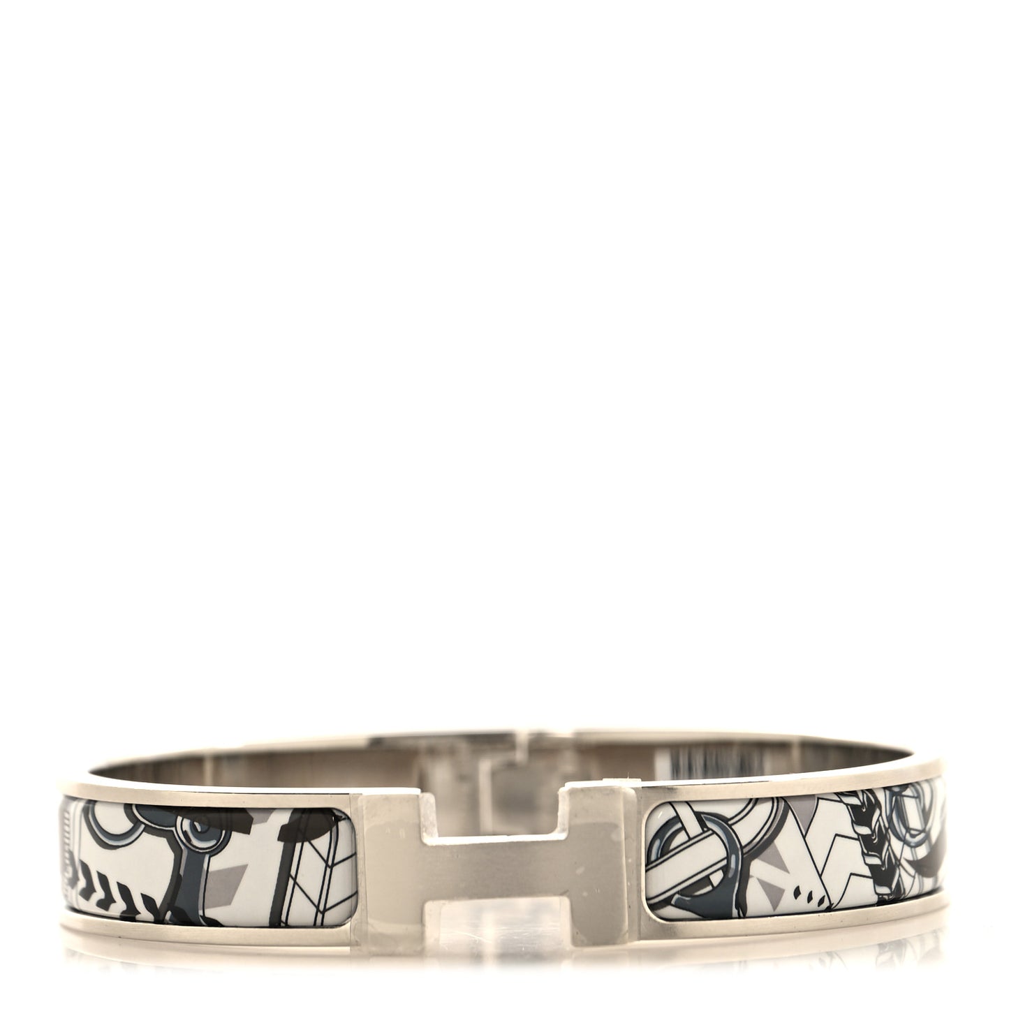 Enamel Narrow Print Imprime Panoplie Grand Classique Clic Clac HH Bracelet GM White