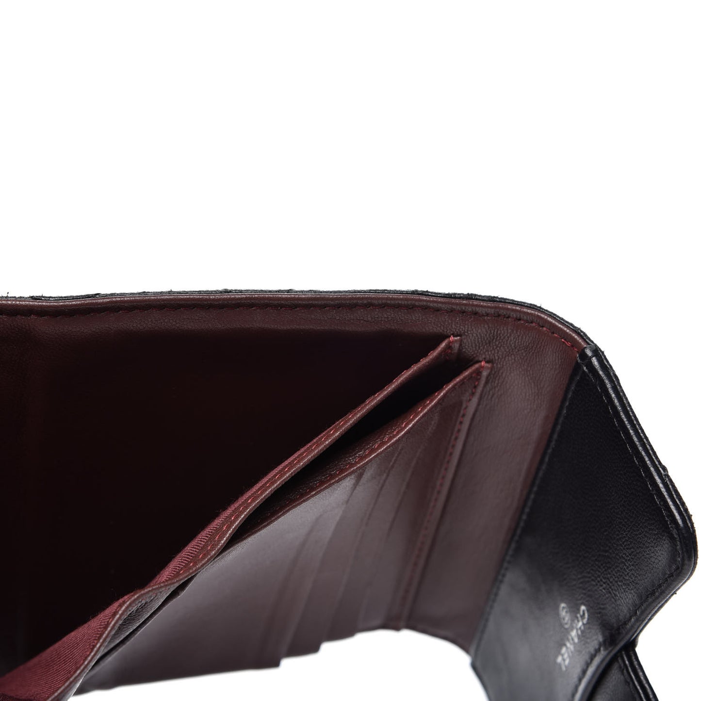 Lambskin Quilted Compact Flap Wallet Black