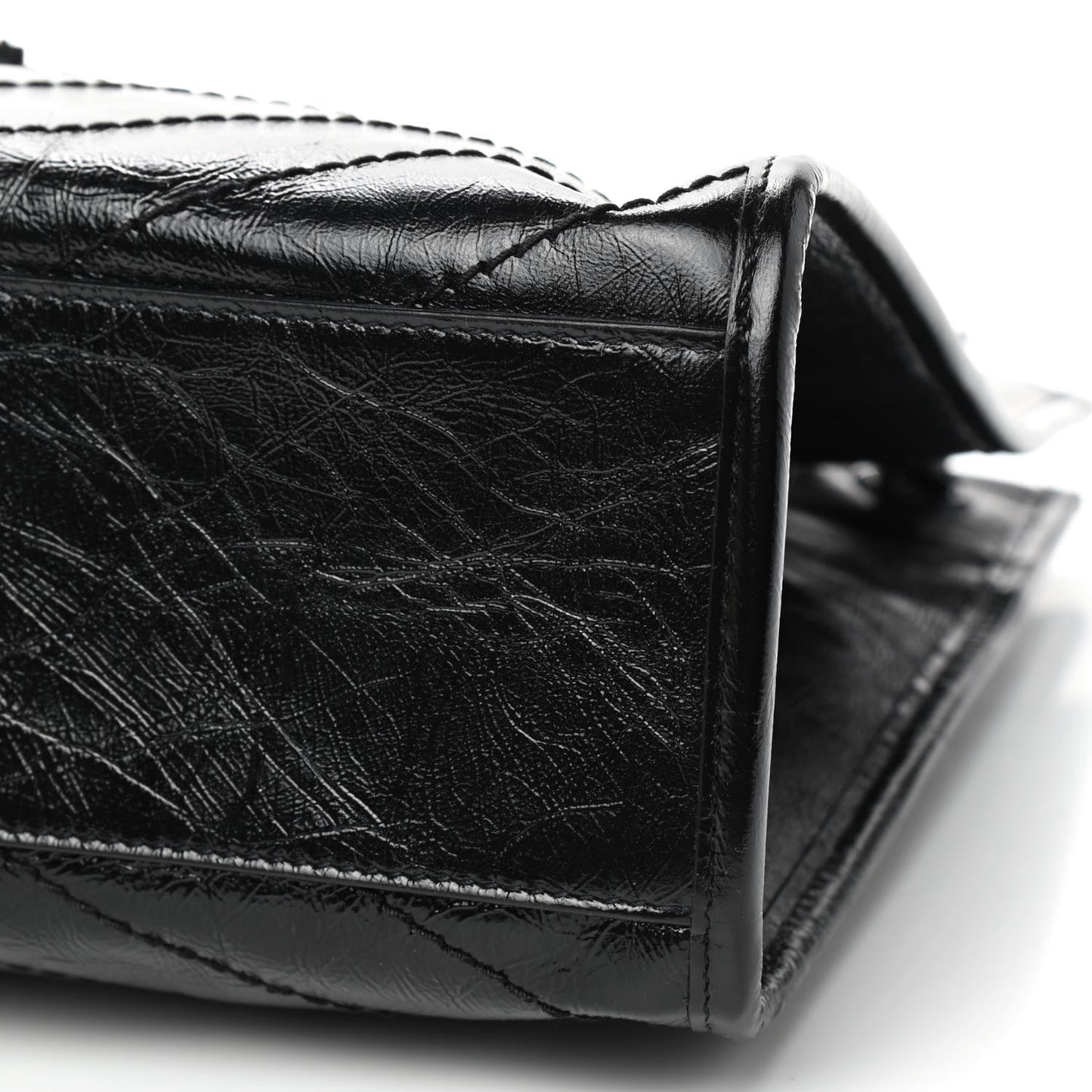 Crinkled Calfskin Matelasse Monogram Medium Niki Shopper Tote Black