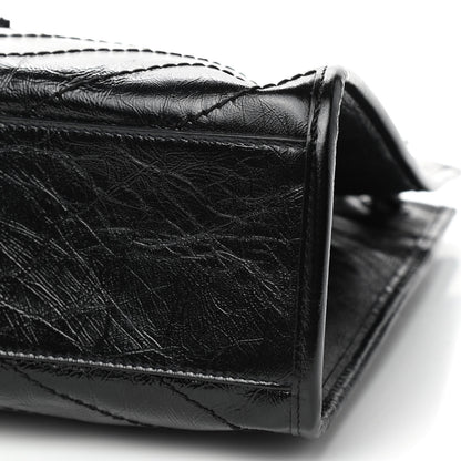 Saint Laurent Crinkled Calfskin Matelasse Monogram Medium Niki Shopper Tote Black 7 of 9