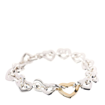 Tiffany Sterling Silver 18K Yellow Gold Heart Links Bracelet 1 of 4