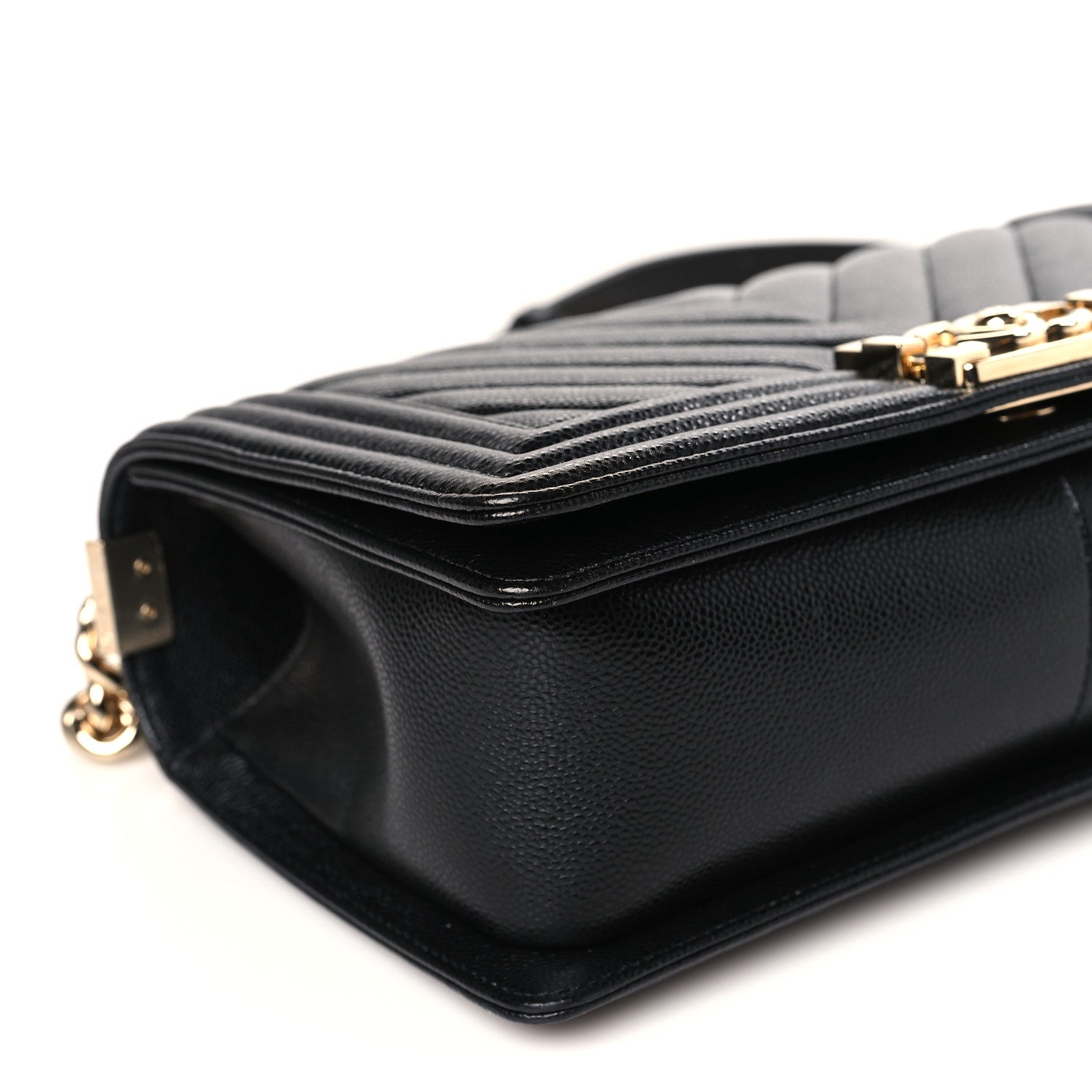 Chanel Caviar Chevron Quilted Medium Boy Flap Black 8 of 9