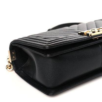 Chanel Caviar Chevron Quilted Medium Boy Flap Black 8 of 9
