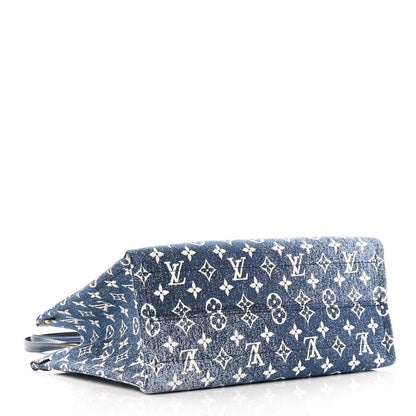 Louis Vuitton Monogram Jacquard Denim Onthego MM Bleu 4 of 10