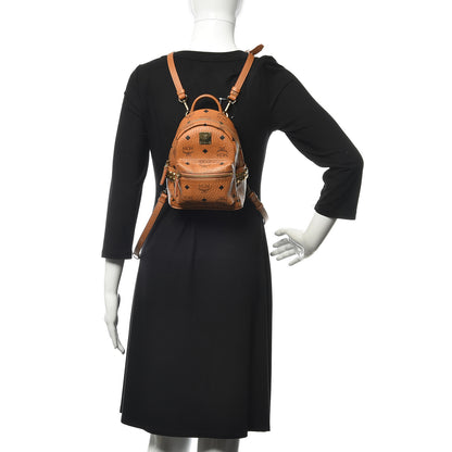 MCM Visetos Side Stud X-Mini Stark Bebe Boo Backpack Cognac 2 of 11