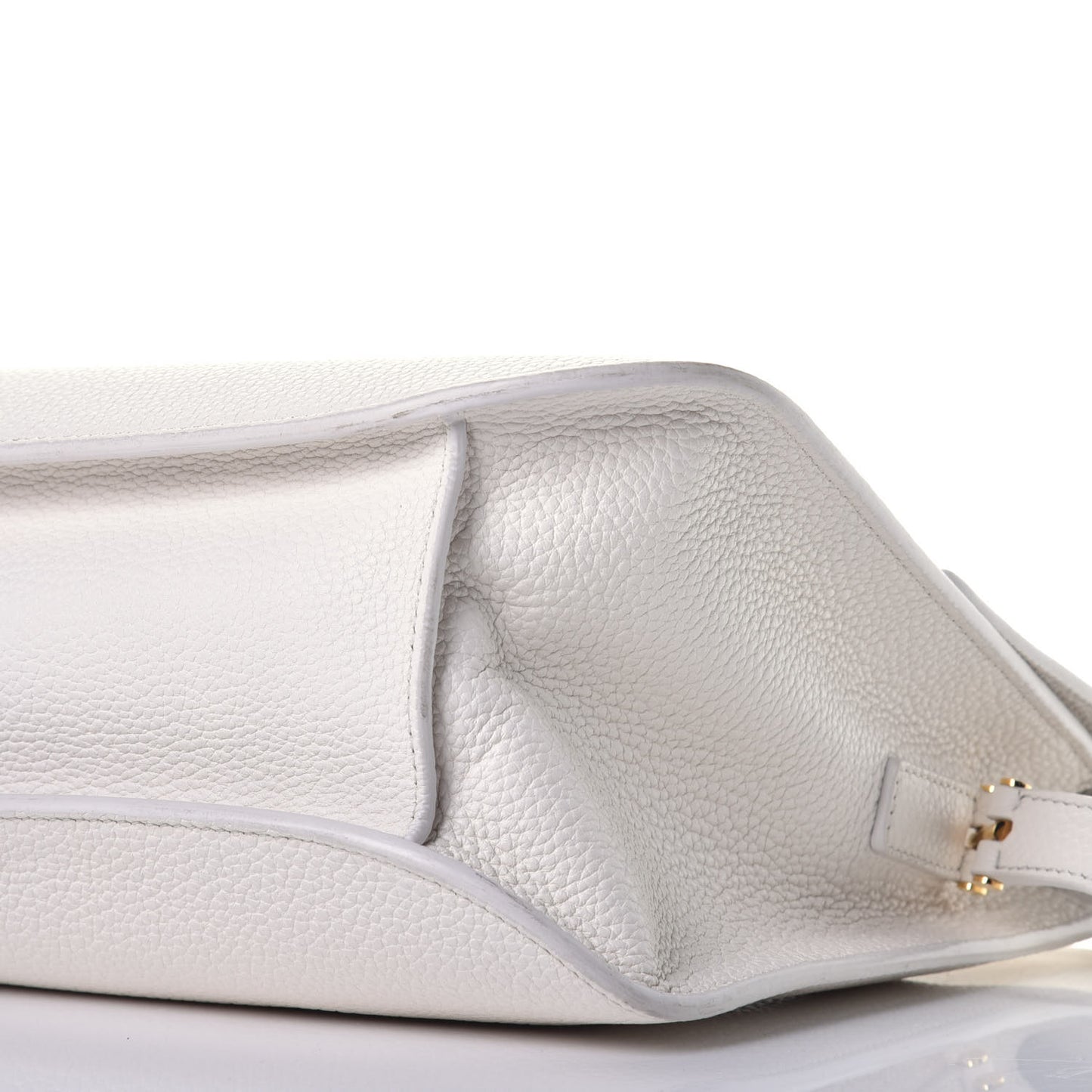 Grained Calfskin Large T Clasp Tara Crossbody Bag White