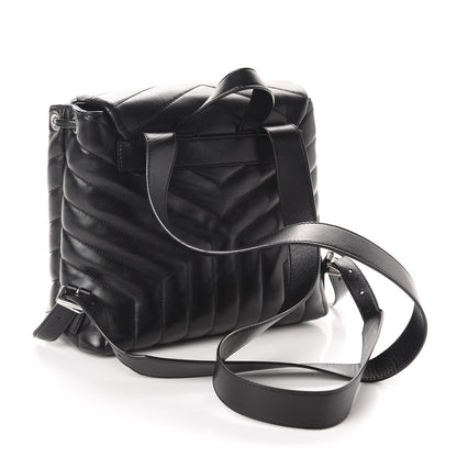 Saint Laurent Calfskin Y Quilted Monogram Small Loulou Backpack Black 2 of 11