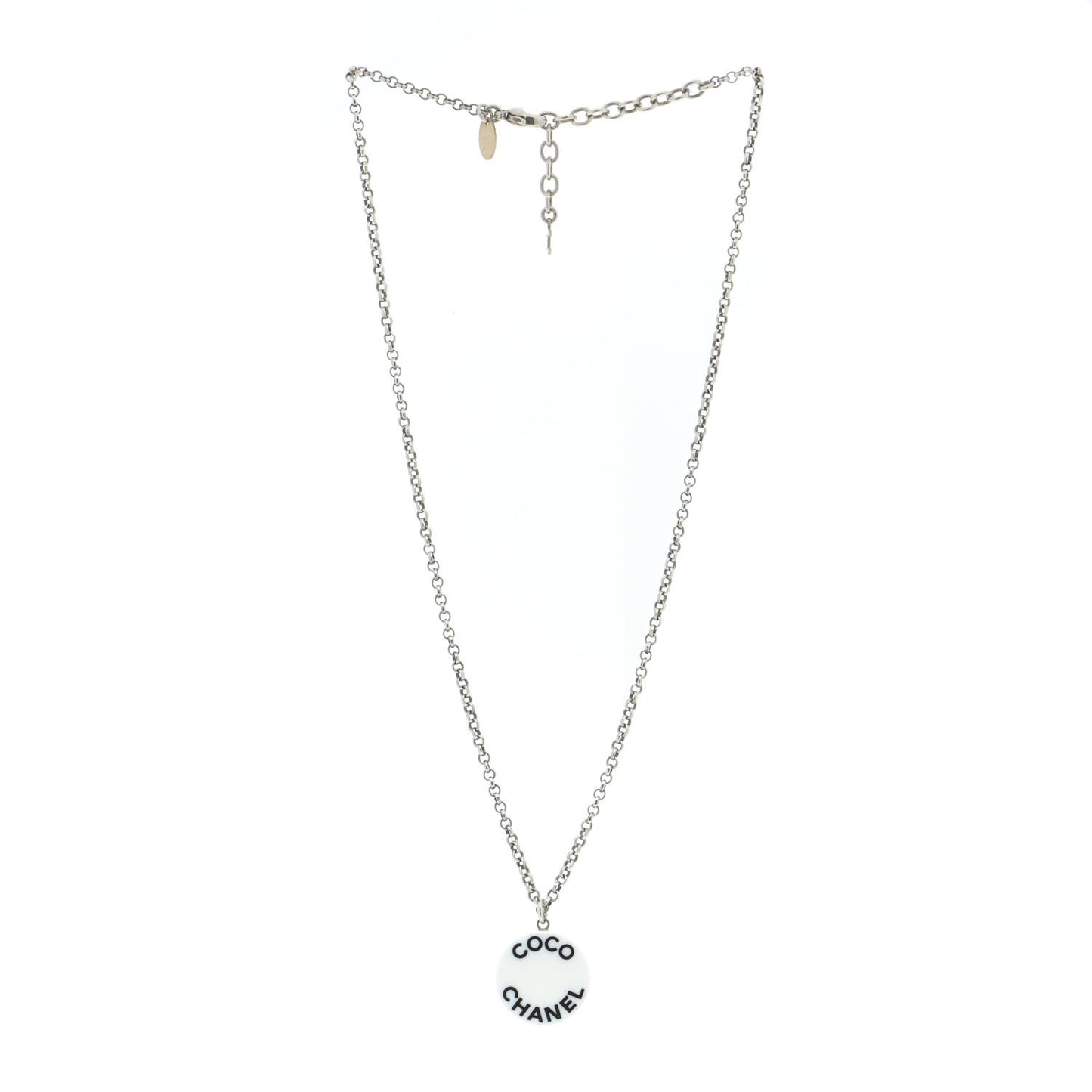 Resin Coco CC Necklace Silver