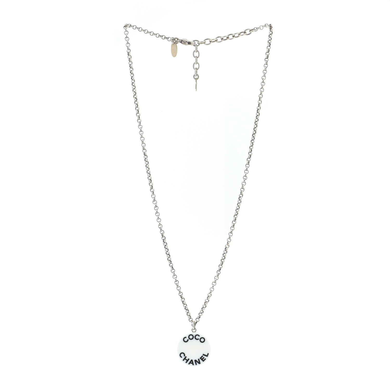 Chanel Resin Coco CC Necklace Silver 3 of 6