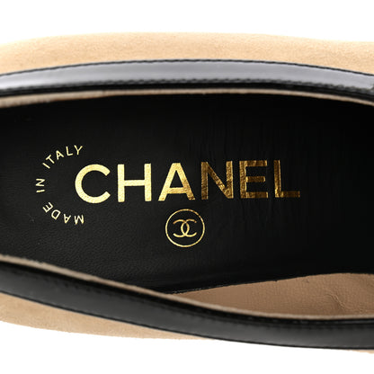 Chanel Suede Patent Calfskin Pumps 39.5 Beige Black 9 of 11