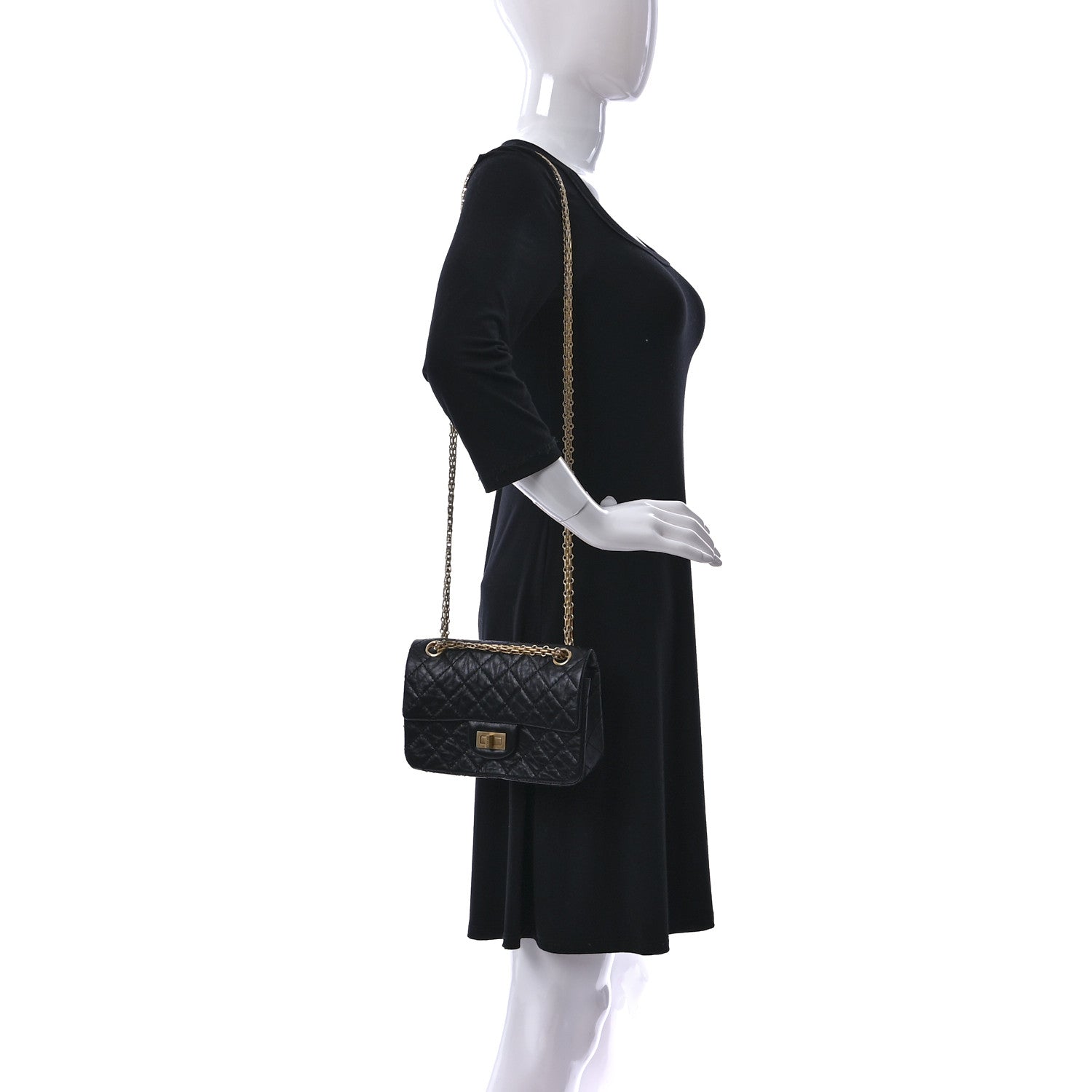 Chanel Aged Calfskin Quilted 2.55 Reissue Mini Flap Black 2 of 13