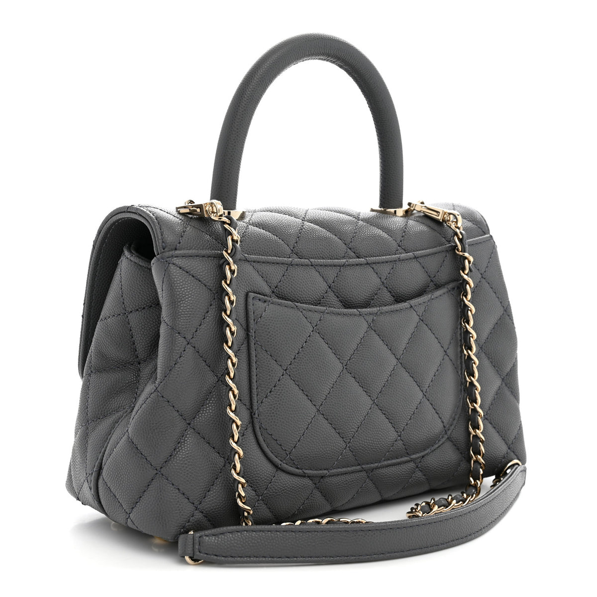 Chanel Caviar Quilted Mini Coco Handle Flap Grey 3 of 10