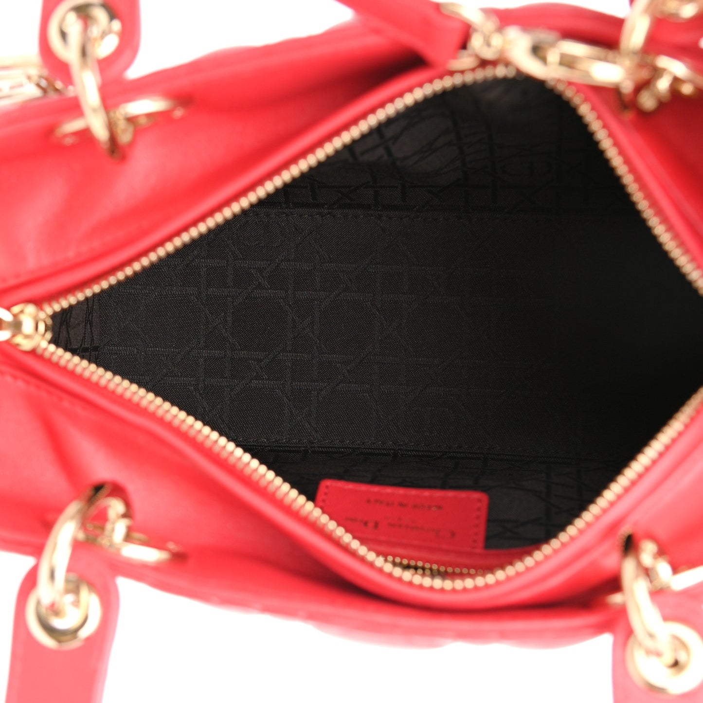 Lambskin Cannage Medium Lady Dior Red