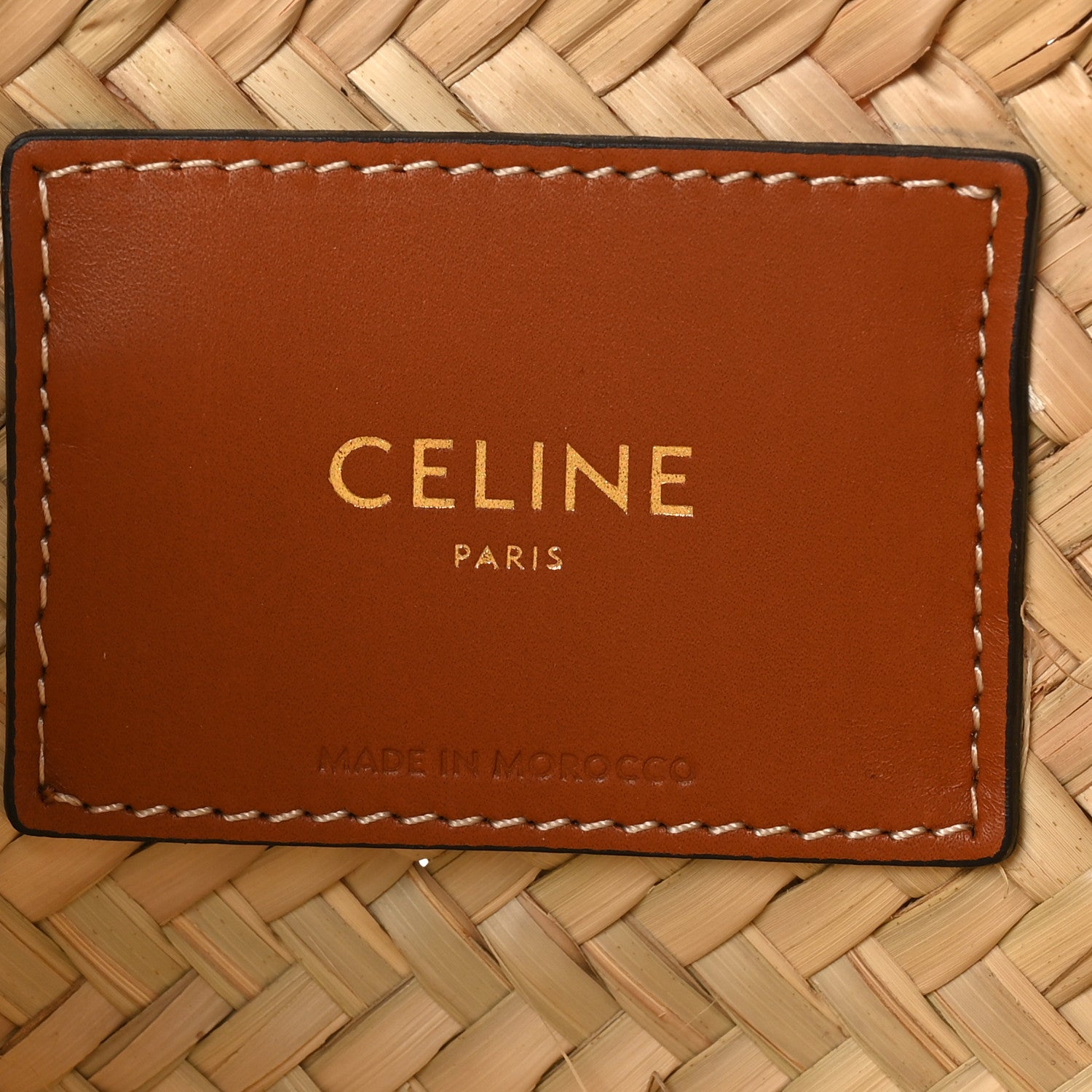 Celine Palm Leaf Calfskin Triomphe Teen Panier Tan 6 of 9