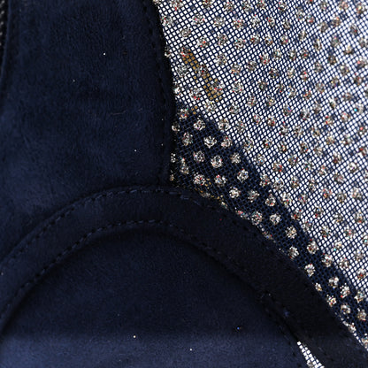 Chanel Mesh Crystal Open Toe Ankle Boots 40 Navy 9 of 12