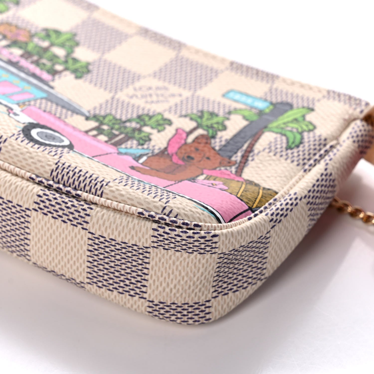 Louis Vuitton Damier Azur 2021 Christmas Animation Hollywood Mini Pochette Accessories Fuchsia 10 of 11