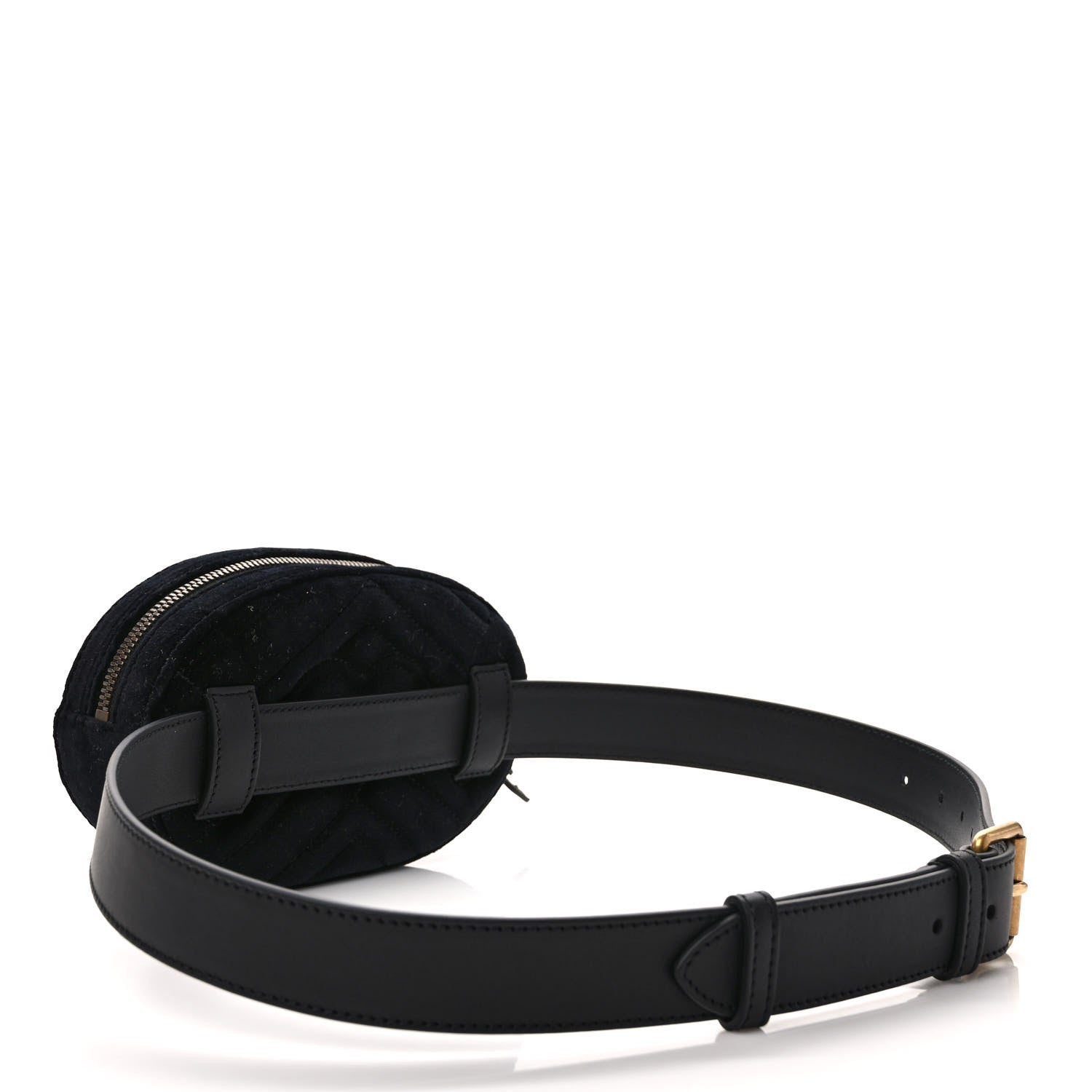 Gucci Velvet Matelasse GG Marmont Belt Bag 85/34 Black 3 of 9