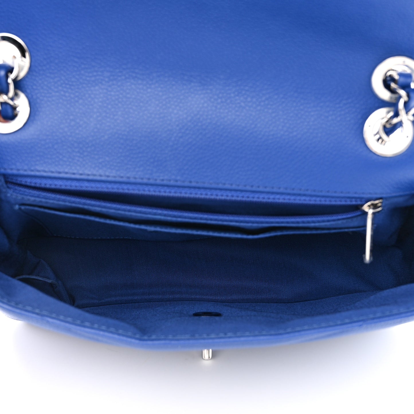 Caviar Chevron Quilted Single Flap Blue