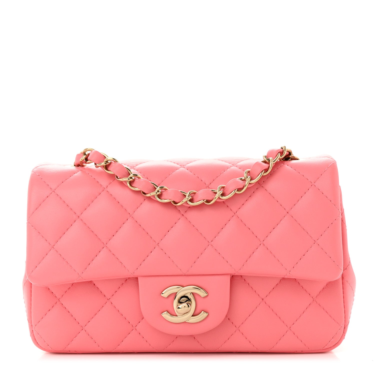 Chanel Lambskin Quilted Mini Rectangular Flap Pink 1 of 11
