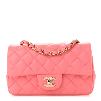 Chanel Lambskin Quilted Mini Rectangular Flap Pink 1 of 11